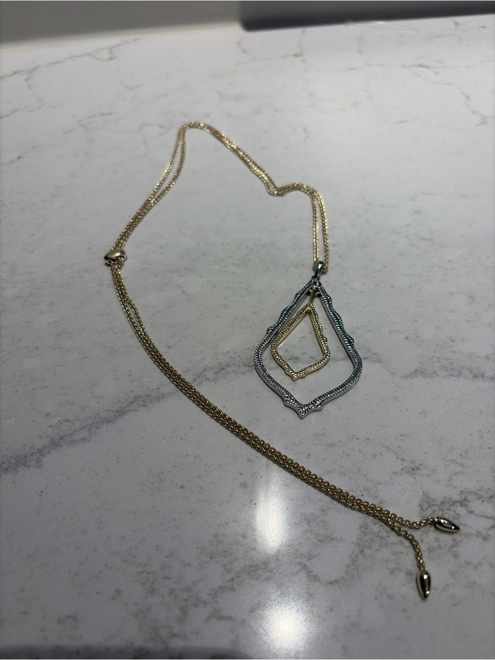 Kendra Scott Two-Tone Layered Teardrop Pendant Necklace - Gold and Silver